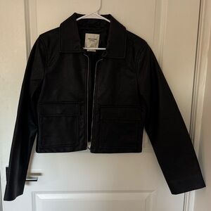 Abercrombie & Fitch Black Vegan Leather Zip Jacket